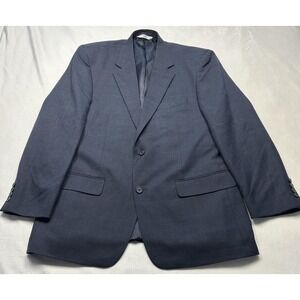 Versini Blazer Mens 42 Regular Navy Check 100% Wool Two Button Sport Coat Jacket